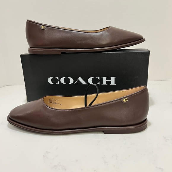 Coach Dark Brown Leather Flats - Picture 2 of 11